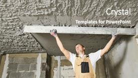  Presentation with mud mortar - Theme featuring plasterer smoothing plaster mortar background and a gray colored foreground