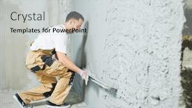  Presentation with plaster - PPT layouts featuring plasterer-using-screeder-smoothing-putty background and a light gray colored foreground