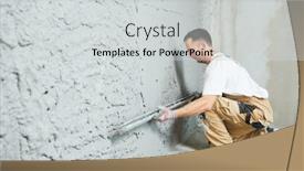  Presentation with plaster - Cool new PPT layouts with plasterer-using-screeder-smoothing-putty backdrop and a light gray colored foreground