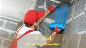  Presentation with corner - Colorful slides enhanced with worker protecting corner with mesh backdrop and a coral colored foreground