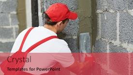  Presentation with corner - Cool new presentation theme with plasterer-worker-protecting-corner backdrop and a red colored foreground
