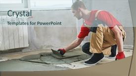  Presentation with work the word in your life - Colorful PPT theme enhanced with plastering mortars - floor cement work plasterer smoothing backdrop and a sky blue colored foreground