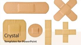  Presentation with plaster - Theme enhanced with plasters set isolated on white background and a lemonade colored foreground