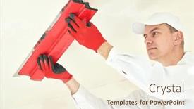  Presentation with craftsman - PPT layouts consisting of plasterwork-and-ceiling-painting-preparation background and a  colored foreground