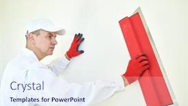  Presentation with craftsman - Slide deck enhanced with plasterwork-and-wall-painting-preparation background and a  colored foreground