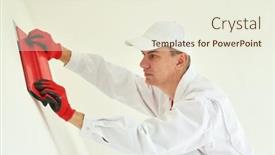  Presentation with craftsman - Slides with plasterwork-and-wall-painting-preparation background and a  colored foreground