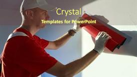  Presentation with craftsman - Presentation featuring plasterwork-and-wall-painting-preparation background and a  colored foreground