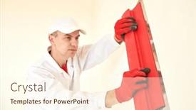  Presentation with craftsman - Presentation enhanced with plasterwork-and-wall-painting-preparation background and a  colored foreground