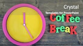  Presentation with cold brew coffee - Beautiful slides featuring plastic alphabets - coffee break word on wooden backdrop and a  colored foreground