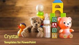  Presentation with music colorful for kids - Cool new presentation theme with plastic alphabets - set of colorful toys backdrop and a tawny brown colored foreground