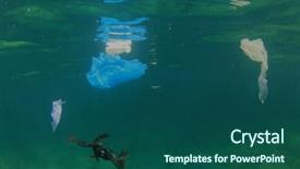  Presentation with plastic bag - Slide set with plastic-bag-garbage-trash-rubbish background and a ocean colored foreground