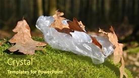  Presentation with plastic pollution - Colorful presentation design enhanced with plastic-bag-on-moss-pollution backdrop and a tawny brown colored foreground