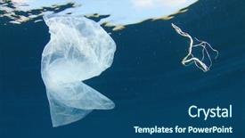  Presentation with plastic bag - Slide set with plastic bag pollution in ocean background and a ocean colored foreground