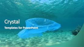  Presentation with ocean pollution - Amazing presentation design having plastic bag pollution in ocean backdrop and a teal colored foreground