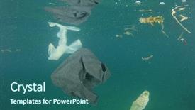  Presentation with plastic straws - Amazing PPT theme having plastic bags and straws pollution backdrop and a ocean colored foreground