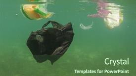  Presentation with ocean pollution - Slide set having plastic bags pollution damages ocean background and a  colored foreground