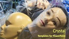  Presentation with plastic bags - Theme with plastic bags waiting for display background and a tawny brown colored foreground