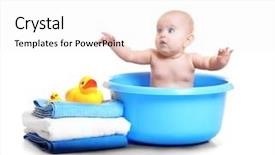  Presentation with baby chicks ducks and blocks - Beautiful PPT theme featuring plastic basin pile of towel backdrop and a white colored foreground