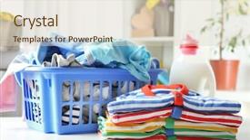  Presentation with plastic - Presentation theme featuring clothes in plastic basket background and a lemonade colored foreground