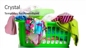  Presentation with fresh water splash green apple isolated white - Cool new slide deck with plastic basket isolated on white backdrop and a  colored foreground