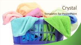  Presentation with bright white - Amazing presentation design having plastic basket with bright towels backdrop and a  colored foreground