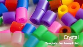  Presentation with plastic - Colorful presentation design enhanced with plastic beads many rainbow colors backdrop and a shamrock green colored foreground