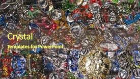  Presentation with scrap yard - Slide deck with plastic bottles recycle - scrap background background and a violet colored foreground