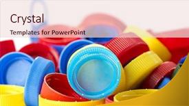  Presentation with plastic bottle - Beautiful PPT theme featuring plastic bottle caps with negative space backdrop and a lemonade colored foreground