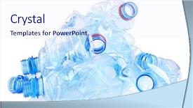  Presentation with plastic recycling - PPT theme consisting of plastic bottle isolated on white background and a sky blue colored foreground