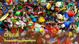  Presentation with plastic recycling - Audience pleasing presentation theme consisting of plastic bottle tops in recycling backdrop and a tawny brown colored foreground