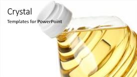  Presentation with oil plastic - Amazing slide deck having plastic bottle with cooking oil backdrop and a white colored foreground
