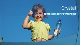  Presentation with plastic bottle - Presentation having plastic bottle with water background and a ocean colored foreground