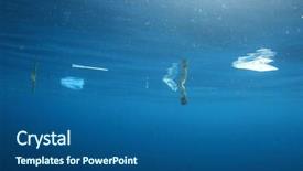  Presentation with ocean pollution - PPT theme featuring plastic bottles and bags pollution background and a ocean colored foreground