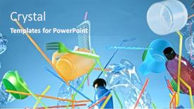  Presentation with plastic containers - Cool new theme with plastic-bottles-and-containers-prepared backdrop and a teal colored foreground