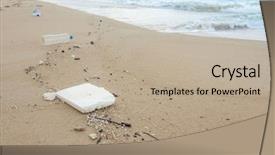  Presentation with sea plastic - Theme featuring plastic bottles and other waste background and a mint green colored foreground