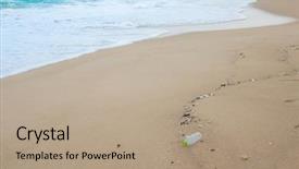  Presentation with oil water waste - Colorful slide deck enhanced with plastic bottles and other waste backdrop and a coral colored foreground