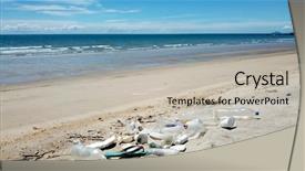  Presentation with plastic industrial - PPT theme with plastic bottles and trash pollute background and a soft green colored foreground