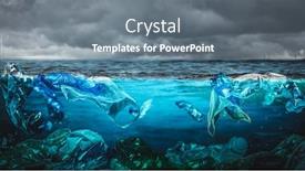  Presentation with plastic waste - Audience pleasing theme consisting of plastic-bottles-and-waste backdrop and a gray colored foreground