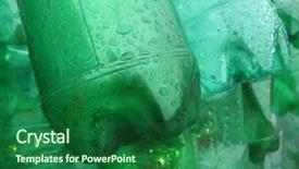  Presentation with plastic recycling - Audience pleasing presentation theme consisting of plastic bottles are washing for recycling backdrop and a forest green colored foreground