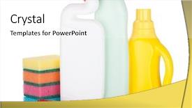  Presentation with sponges - Presentation consisting of plastic bottles of cleaning products background and a white colored foreground
