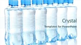  Presentation with plastic beads in water - Presentation theme featuring plastic bottles of water isolated background and a sky blue colored foreground