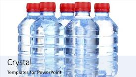  Presentation with plastic bottles and ocean - Presentation theme having plastic bottles of water isolated background and a light blue colored foreground
