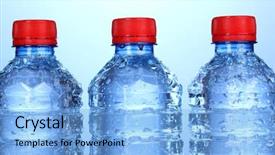  Presentation with plastic packaging - Audience pleasing PPT theme consisting of plastic bottles of water backdrop and a light blue colored foreground