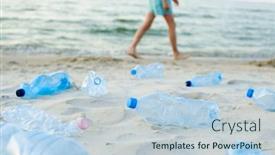  Presentation with plastic waste - Slide set featuring plastic-bottles-on-sea-beach background and a lemonade colored foreground