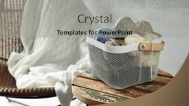  Presentation with yarn - PPT theme enhanced with plastic-box-with-knitting-yarn background and a light gray colored foreground