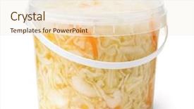  Presentation with plastic - Amazing PPT theme having plastic bucket full of sauerkraut backdrop and a lemonade colored foreground