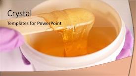  Presentation with sugaring - Beautiful PPT layouts featuring plastic bucket with sugaring past backdrop and a coral colored foreground