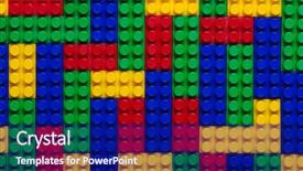  Presentation with building blocks - Audience pleasing presentation design consisting of plastic building blocks multicolor background backdrop and a navy blue colored foreground