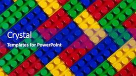  Presentation with building blocks - Slide deck featuring plastic building blocks multicolor background background and a navy blue colored foreground