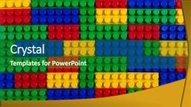  Presentation with building blocks - Audience pleasing slide set consisting of plastic building blocks multicolor background backdrop and a forest green colored foreground